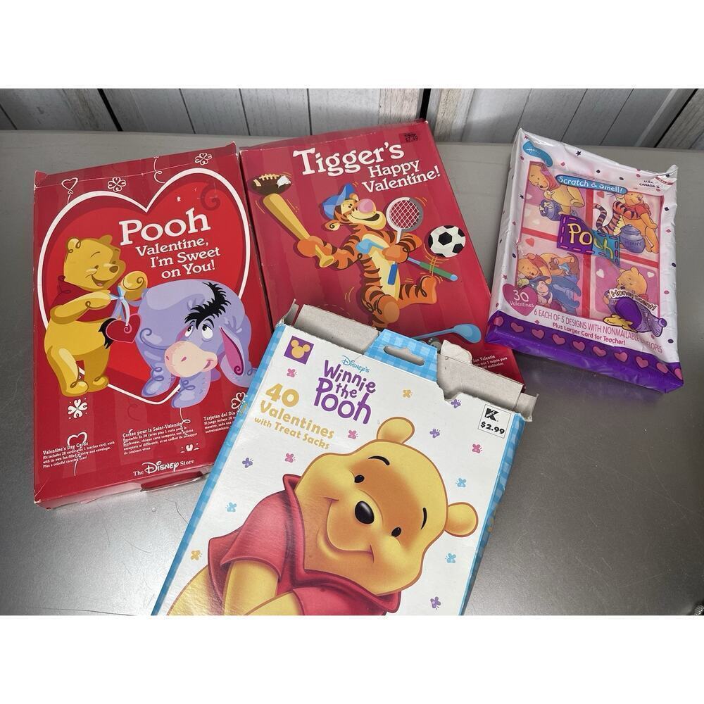Vintage Winnie the Pooh Valentines Ephemera 4 Sets Tigger Boxed Lot Disney